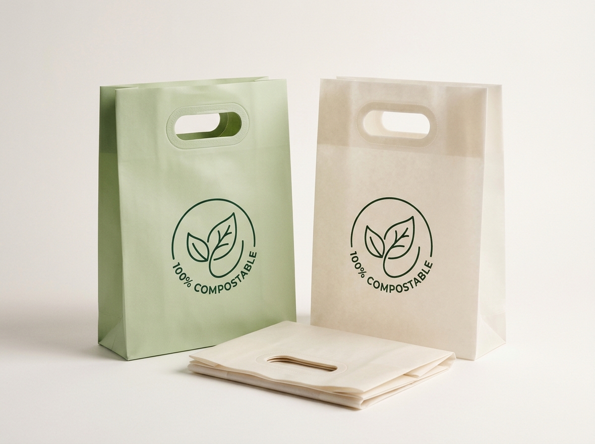 100% Compostable D-Cut Carry Bags