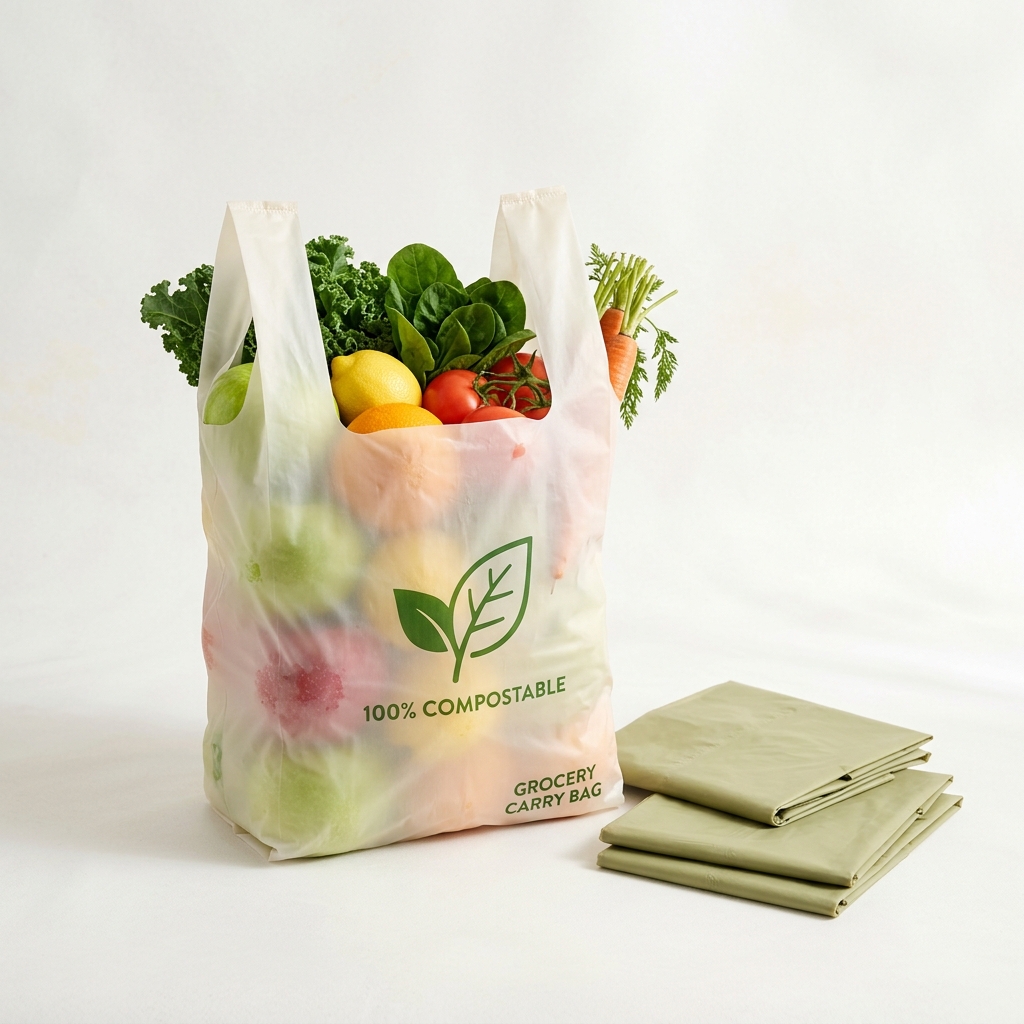 Compostable Grocery Bags (W-Cut / Vest Handle)